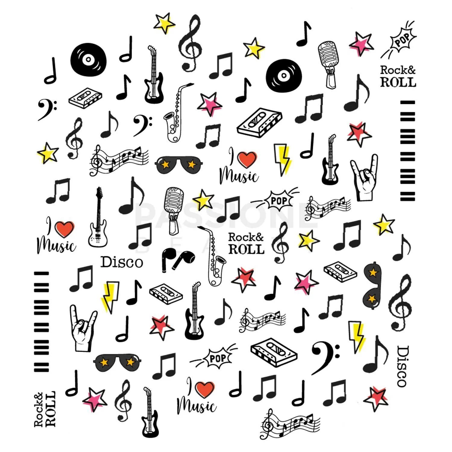 Music - Nail Stickers - Music themed stickers for nail decoration  - detail 1