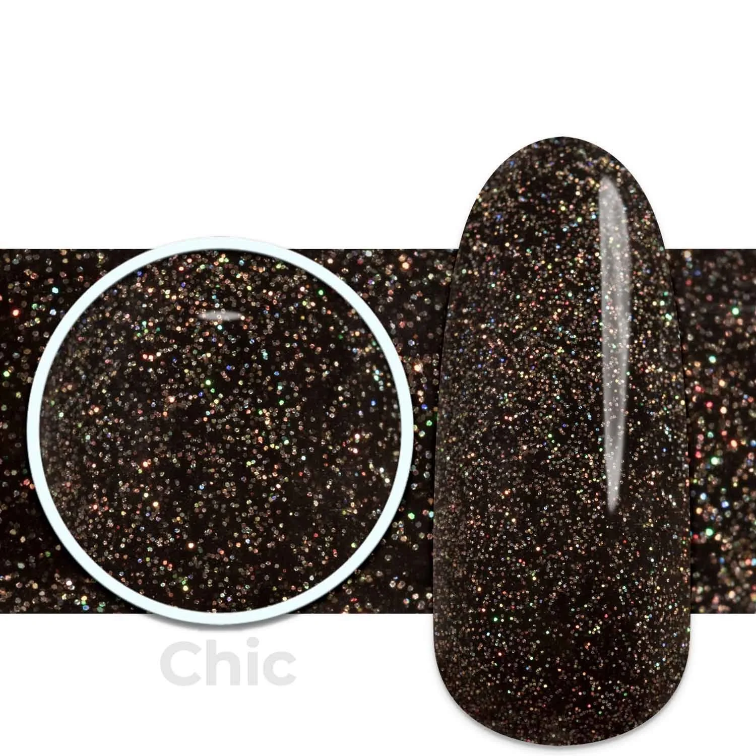 Gel colour A106 Optical Black - Holographic Black Gel Color with Multicolour Glitter