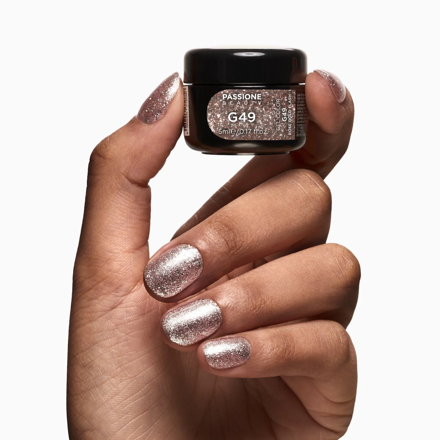 Gel Glitter G49 Rose Gold Flash - Gel couleur pailleté or rose - détail 1