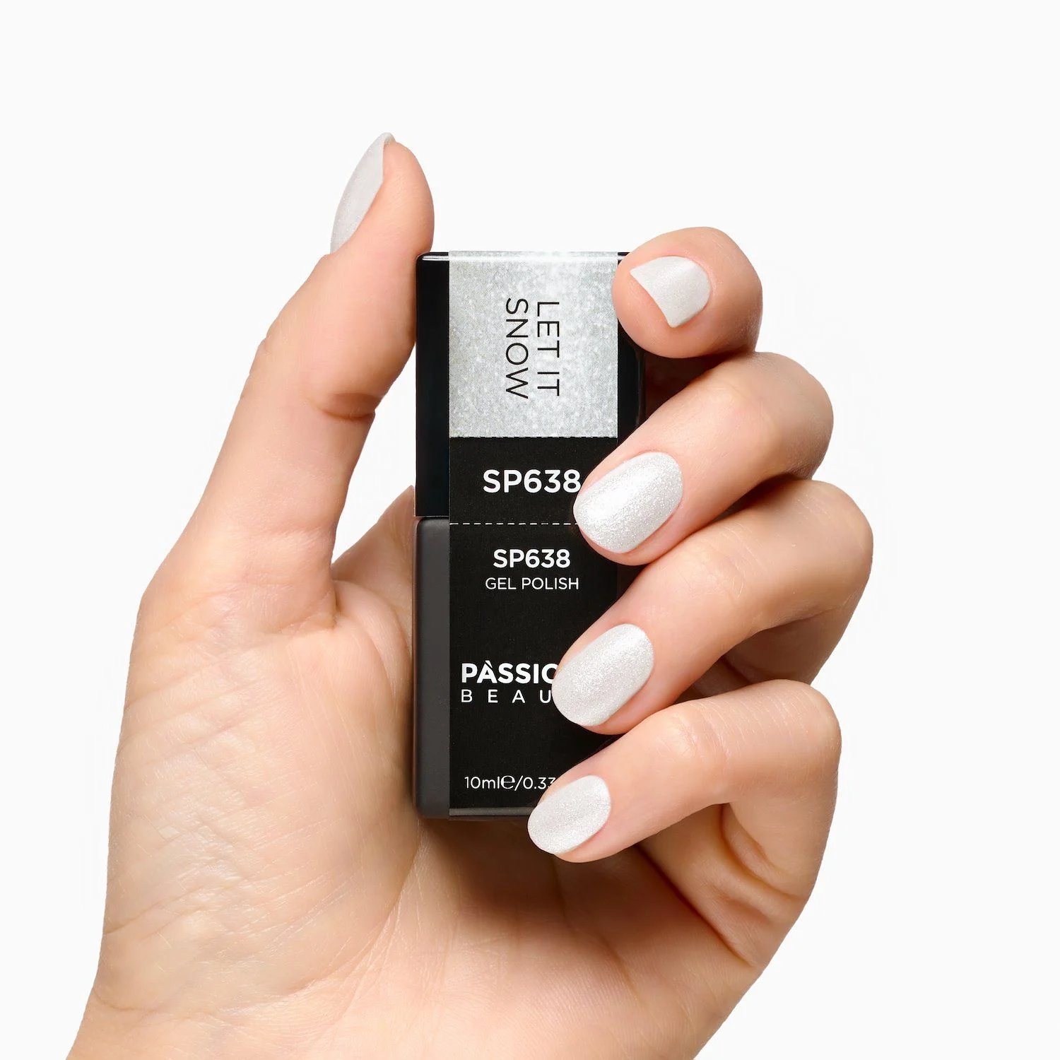 Gel Nail Polish SP638 Let it Snow - Sheer White Gel Polish with Iridescent Micro-glitter - detail 2