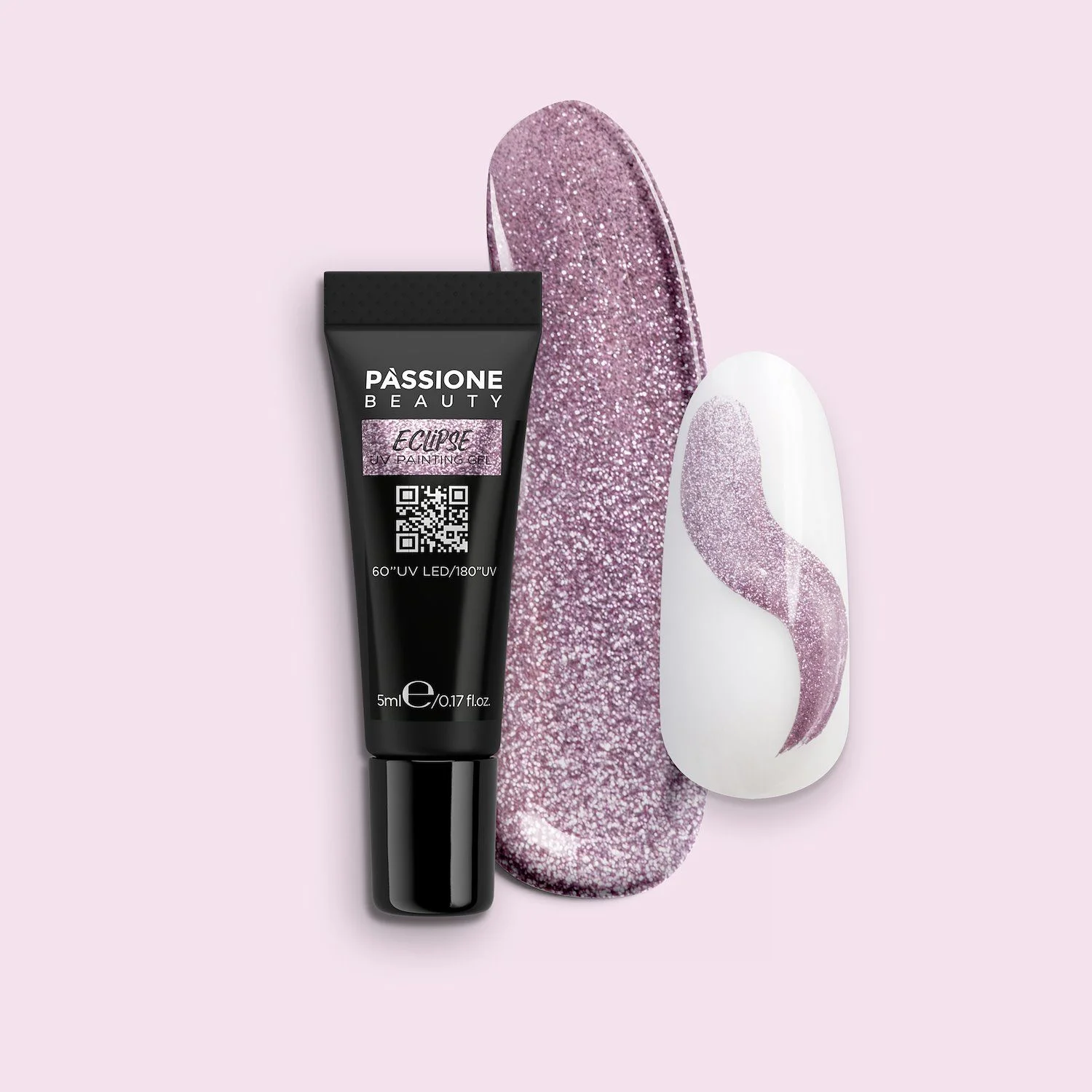 Eclipse UV Painting Gel - Eclipse UV Gel Paint Pink Lilac with Ultra-Fine Silver Micro-Glitter