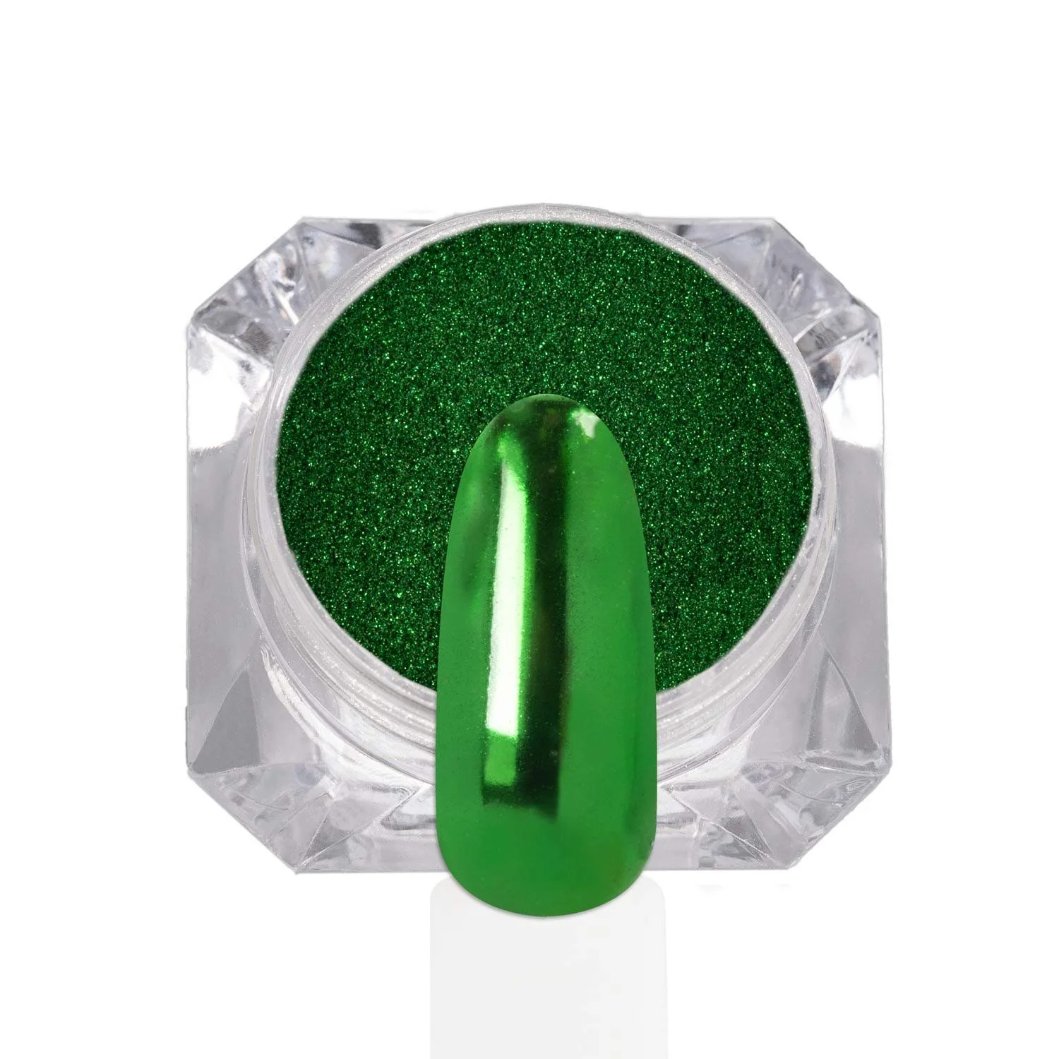 Chrome Pigment Emerald - Emerald green chrome-effect nail pigment