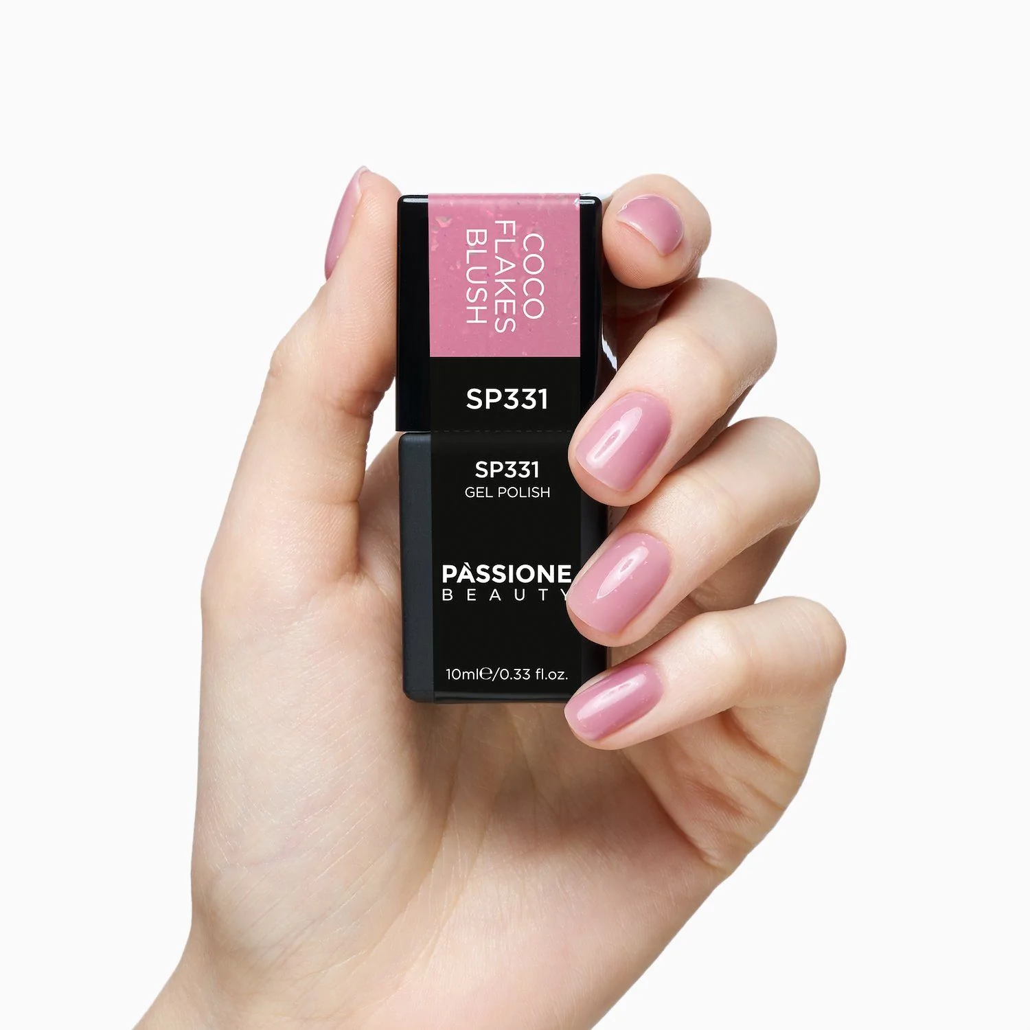 Gel Nail Polish SP331 Coco Flakes Blush - Milky Blush Pink Gel Polish with micro flakes - detail 1