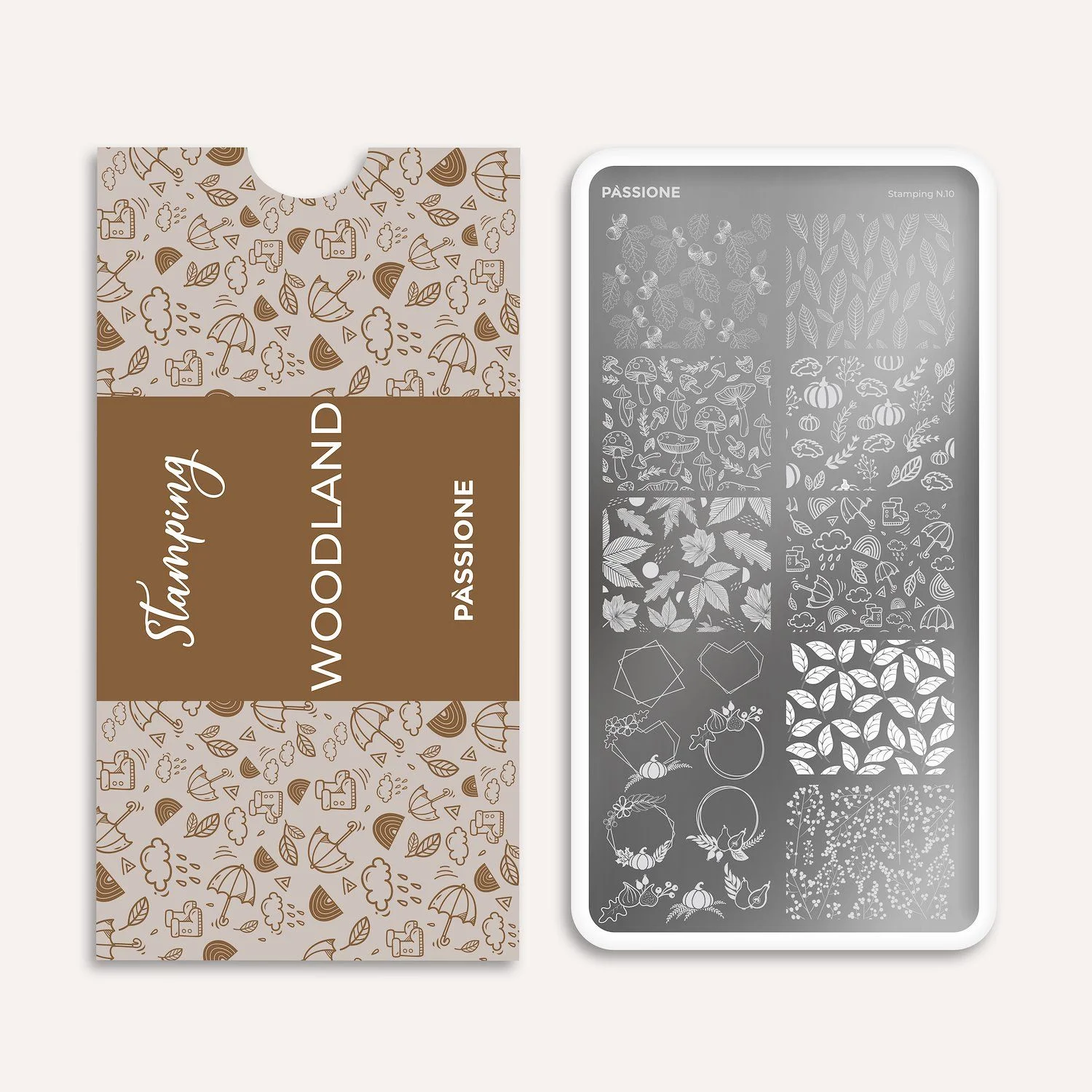 Woodland - Stamping Plate - Nail stamping plate for nail art with autumn patterns