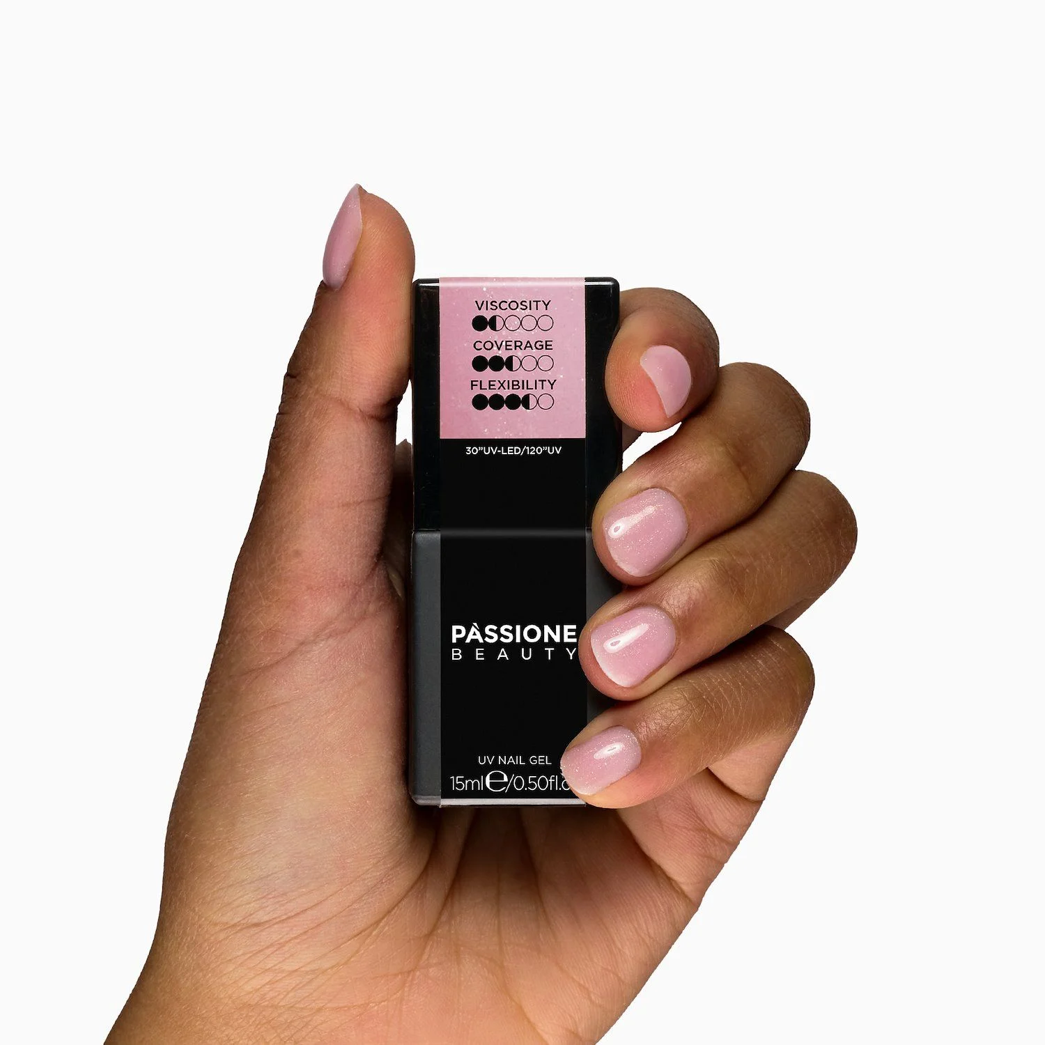 HD Glitter Pink Base 15 ml - Gel Polish Rubber Base Pink with Gold Micro-Glitter - detail 2