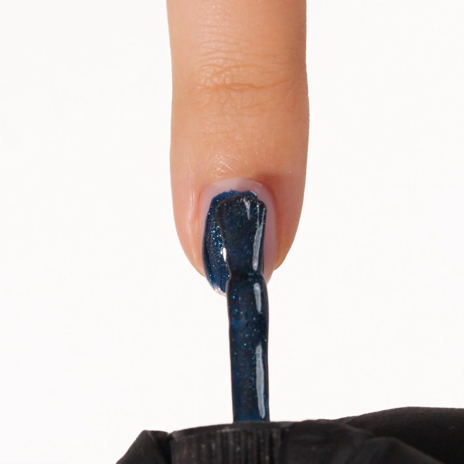 Application of Gel Nail Polish SP753 Midnight Sparkle