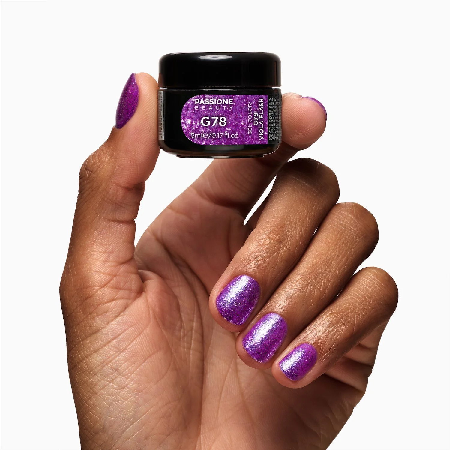 Gel Glitter G78 Viola Flash - Gel color viola con flakes viola e fucsia - dettaglio 1