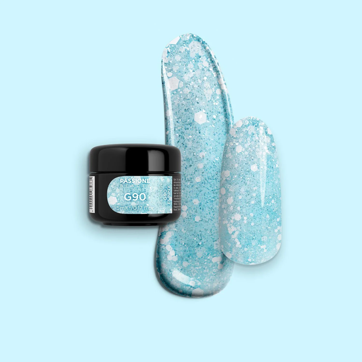Gel Glitter G90 Funny - Light Blue Glitter Gel with white glitter and sequins