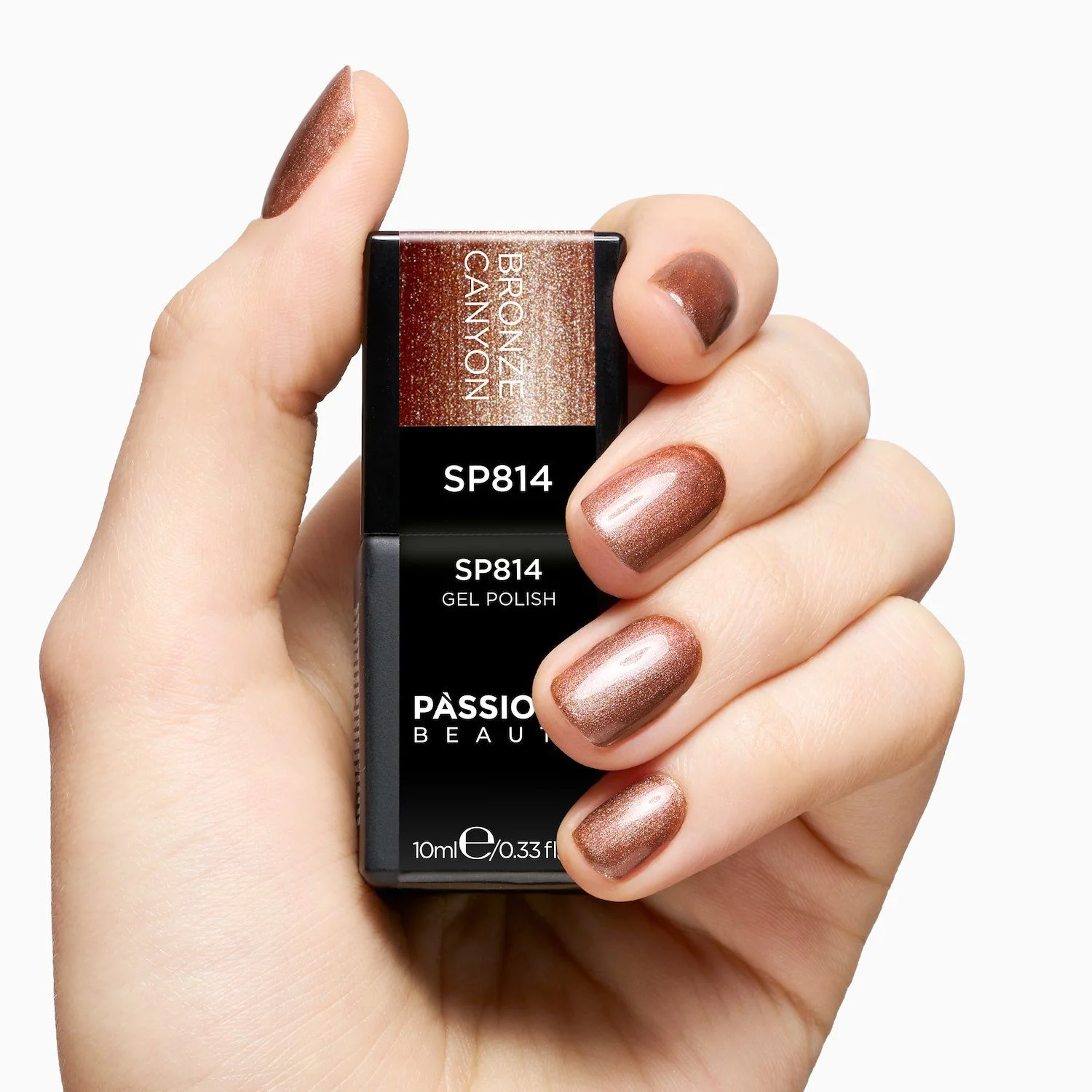 Vernis semi-permanent SP814 Bronze Canyon - Vernis semi-permanent marron terracotta métallisé - détail 2