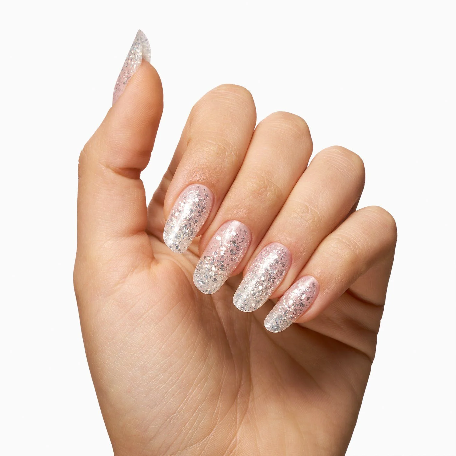 Builder Gel Frosty Silver 50 ml - Clear builder gel with silver sequins for nail overlays and reconstructions - detail 2