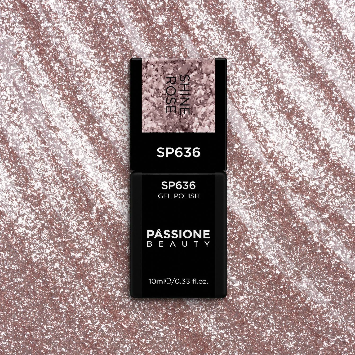Gel Nail Polish SP636 Shine Rose - Rose Gold Gel Polish with Gold Glitter and Silver Flakes - detail 1