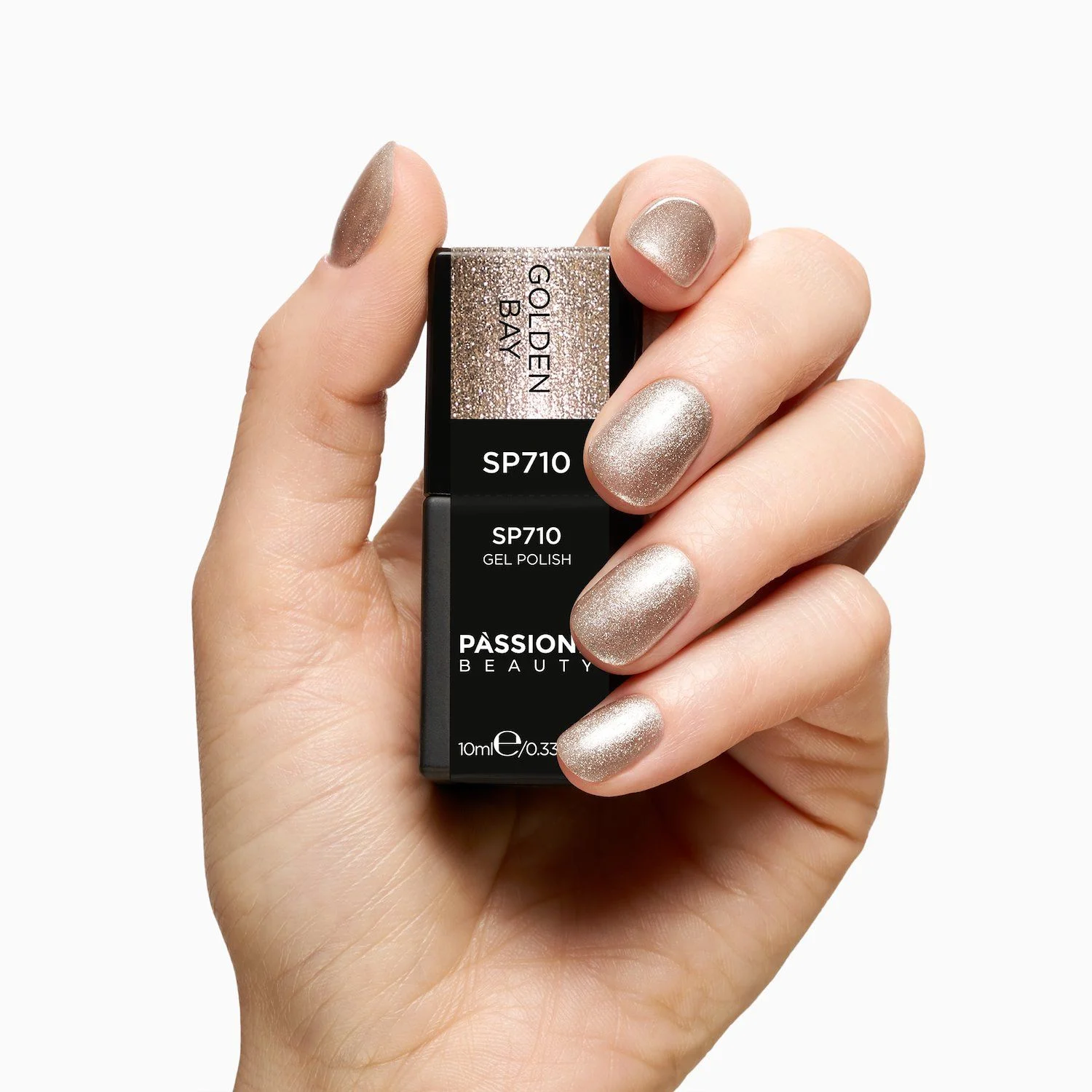 UV Nagellack SP710 Golden Bay - Metallisches Gold semipermanent - Detail 2