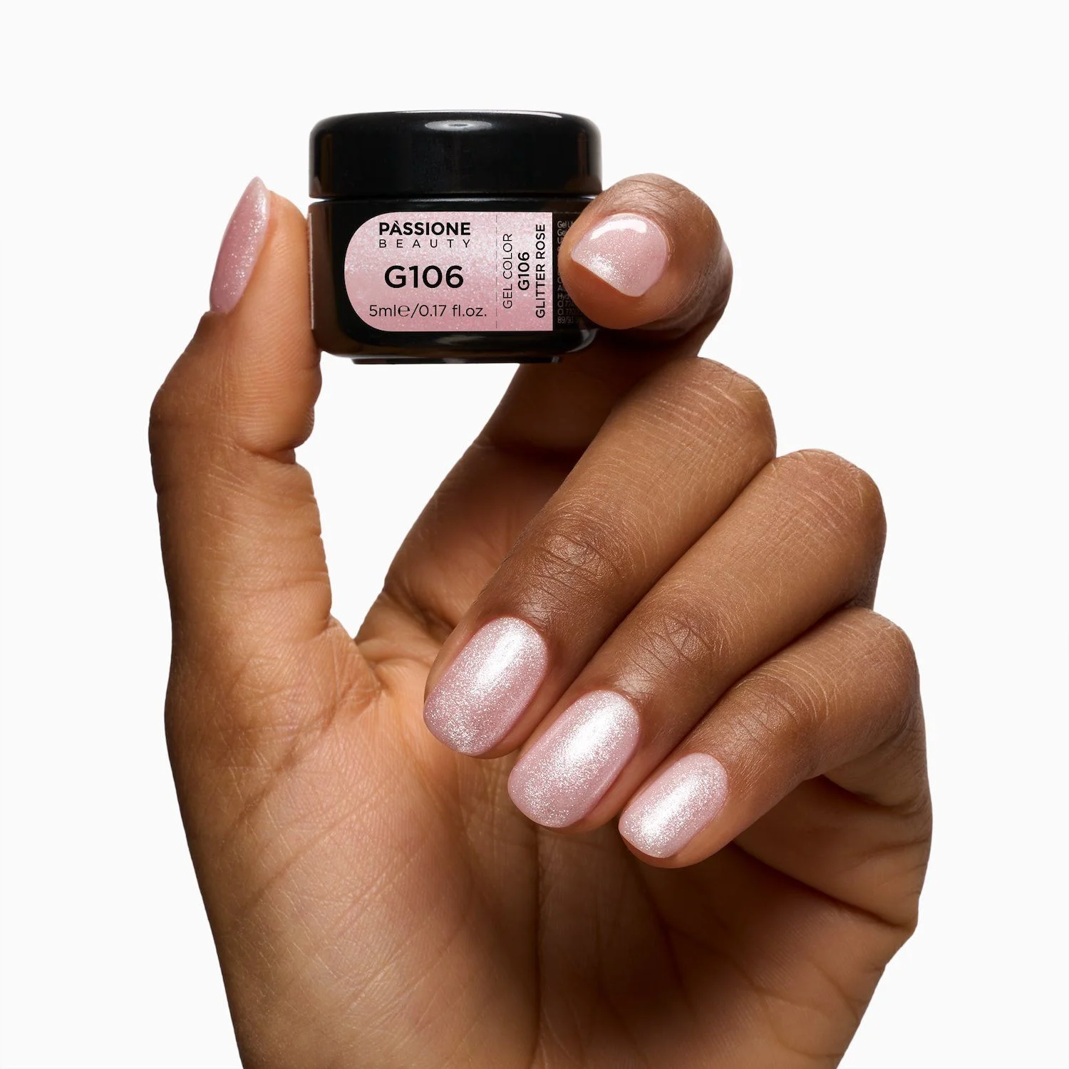 Gel Glitter G106 Glitter Rose - Gel couleur rose clair pailleté - détail 2