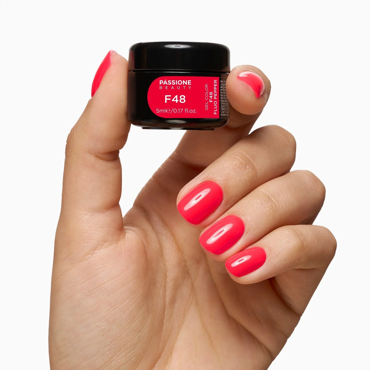 Gel color F48 Fluo Pepper - Gel Color autosigillante rosso tendente all'arancione fluo - dettaglio 2