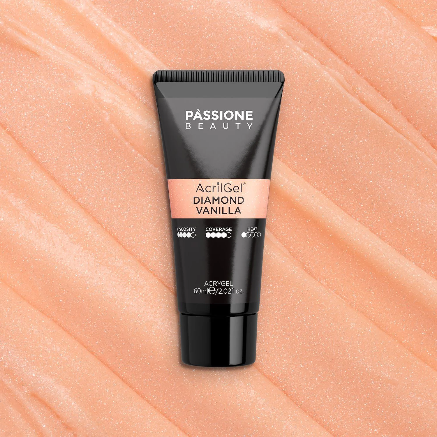 Acrygel® Diamond Vanilla 60 ml - Acrylic Gel Light Peach, Opaque with Iridescent Micro-glitter - detail 2