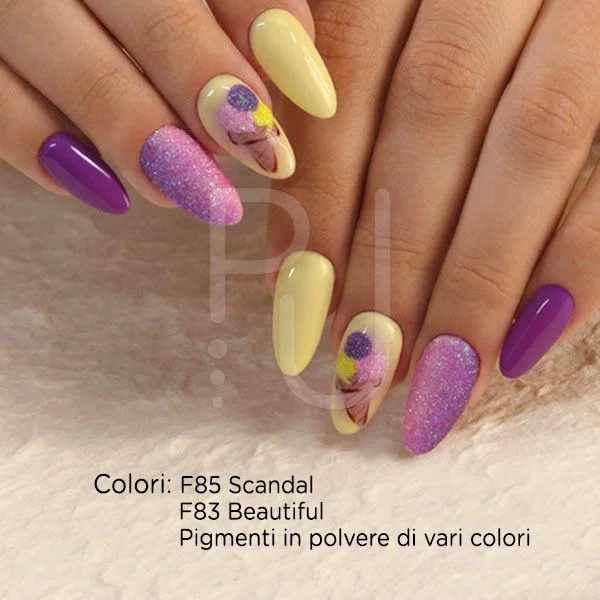 Gel Color F85 Scandal - Gel color violeta ciruela intenso autosellador - detalle 1