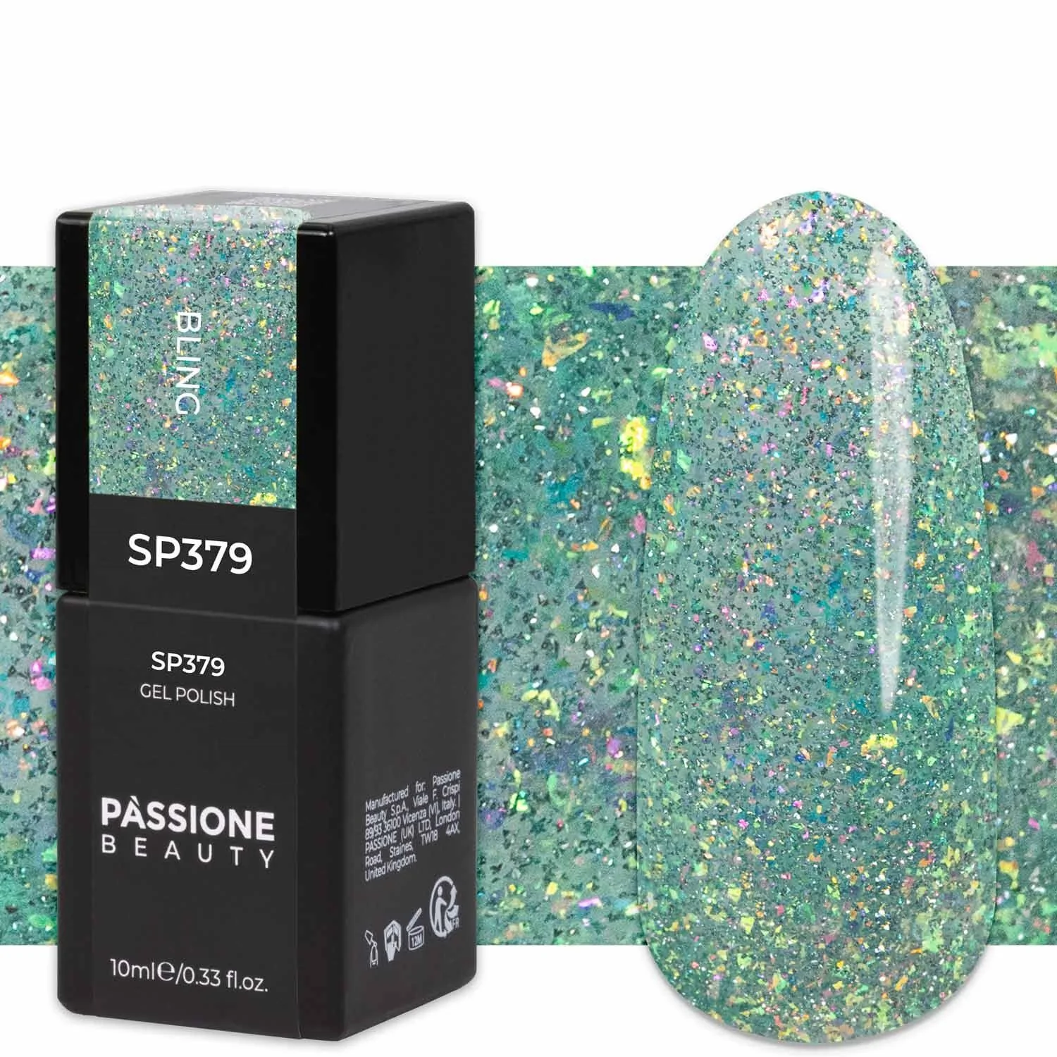 Gel Nail Polish GP379 Bling  - Green Gel Polish with reflective effect