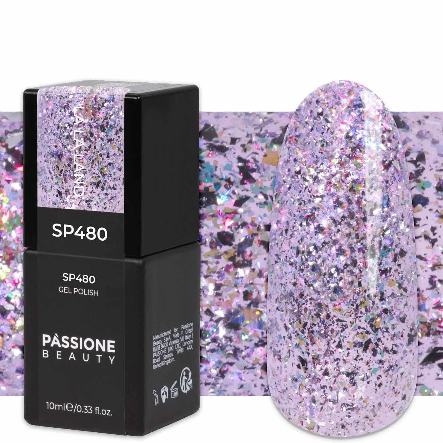 Gel Nail Polish GP480 La La Land - Silver glitter purple gel polish
