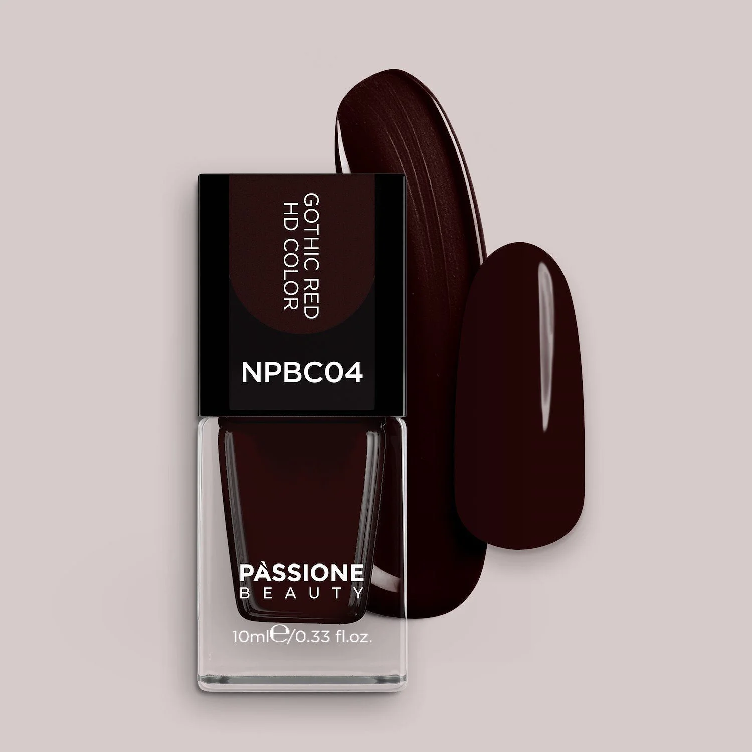 Vernis NPBC04 Gothic Red HD Color - Vernis à ongles couleur bordeaux foncé tirant sur le marron