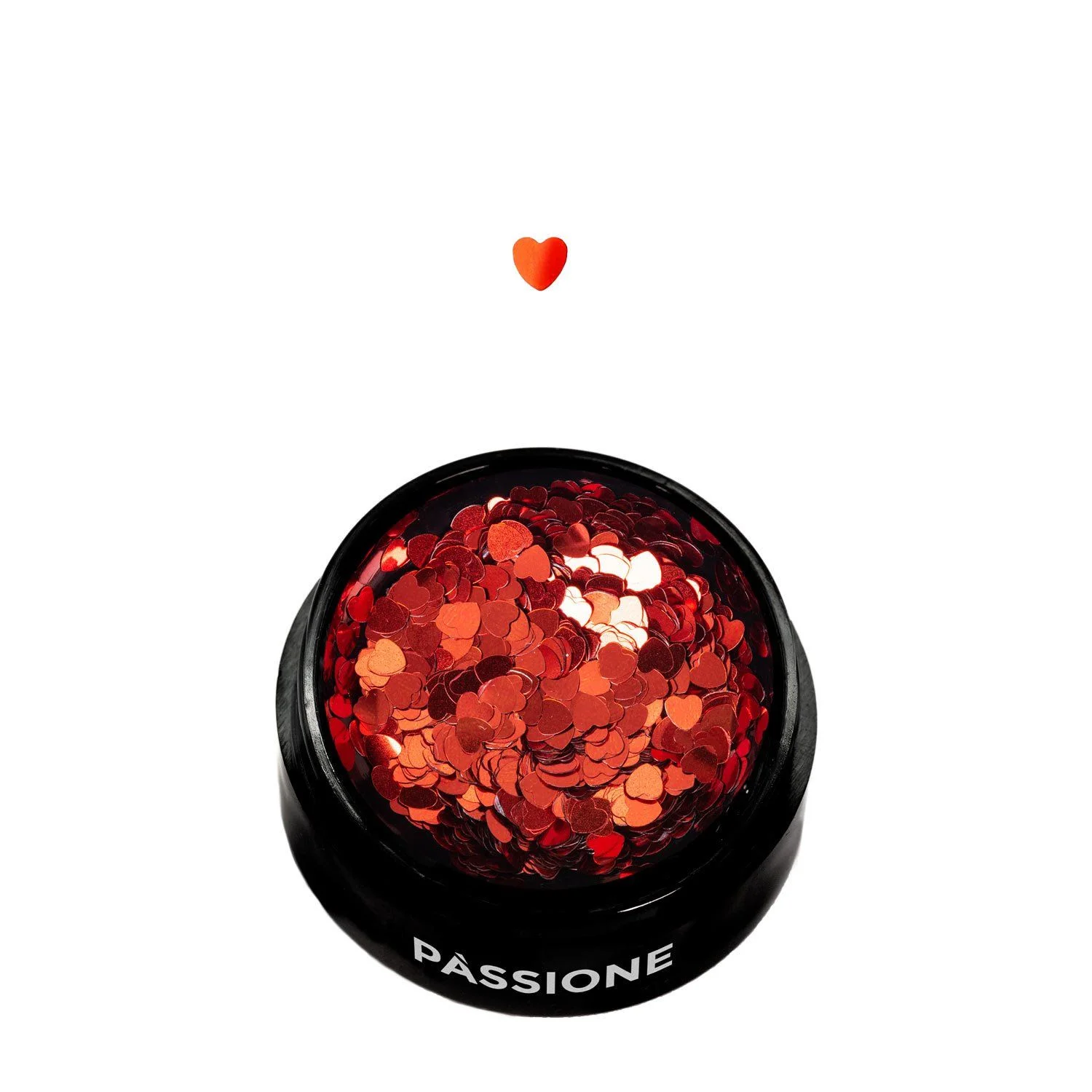 Feel it - Nail Deco - Heart-shaped, metallic red nail decorations with holographic effects.