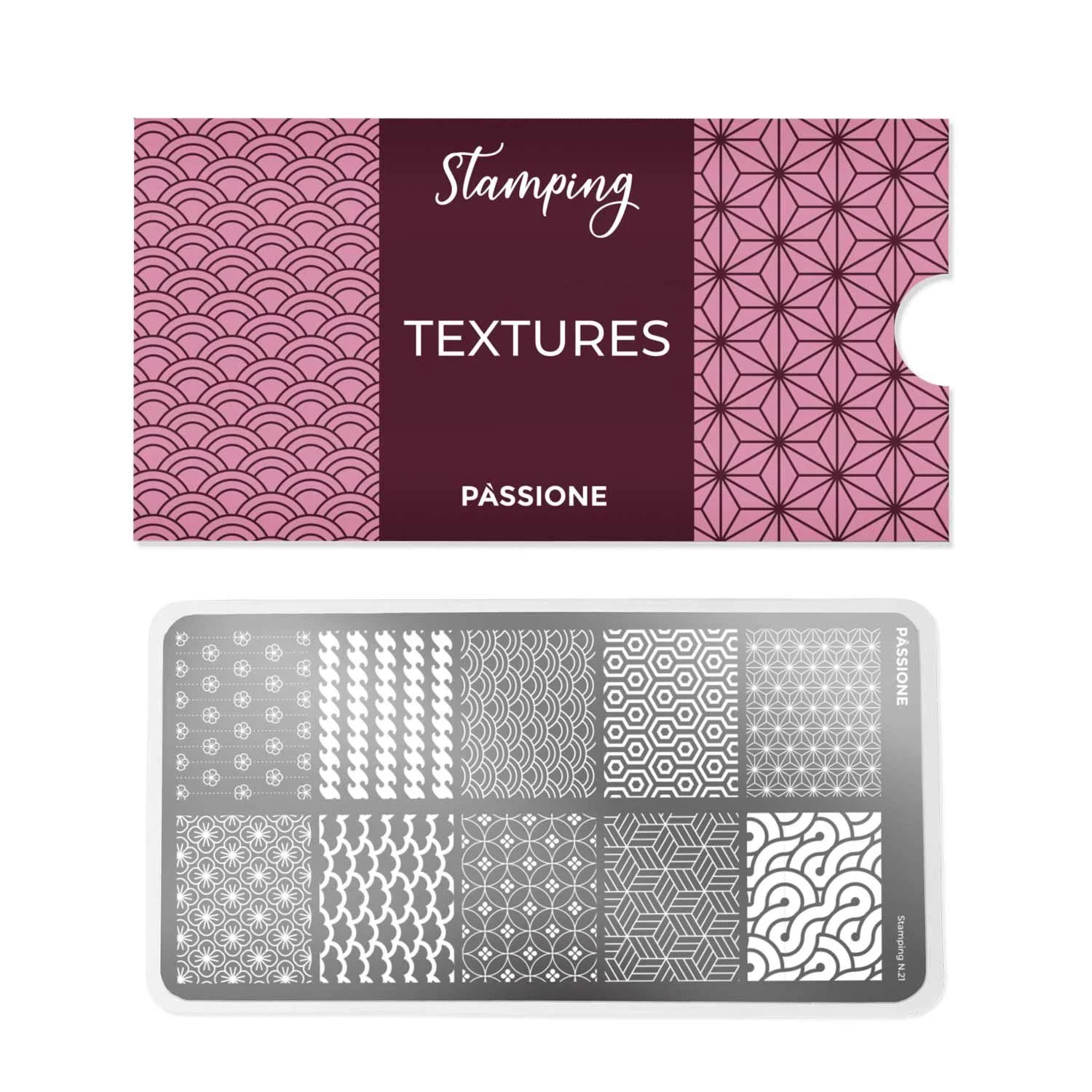 Textures - Stamping Plate - Nail stamping plate with geometric and floral patterns - detail 1