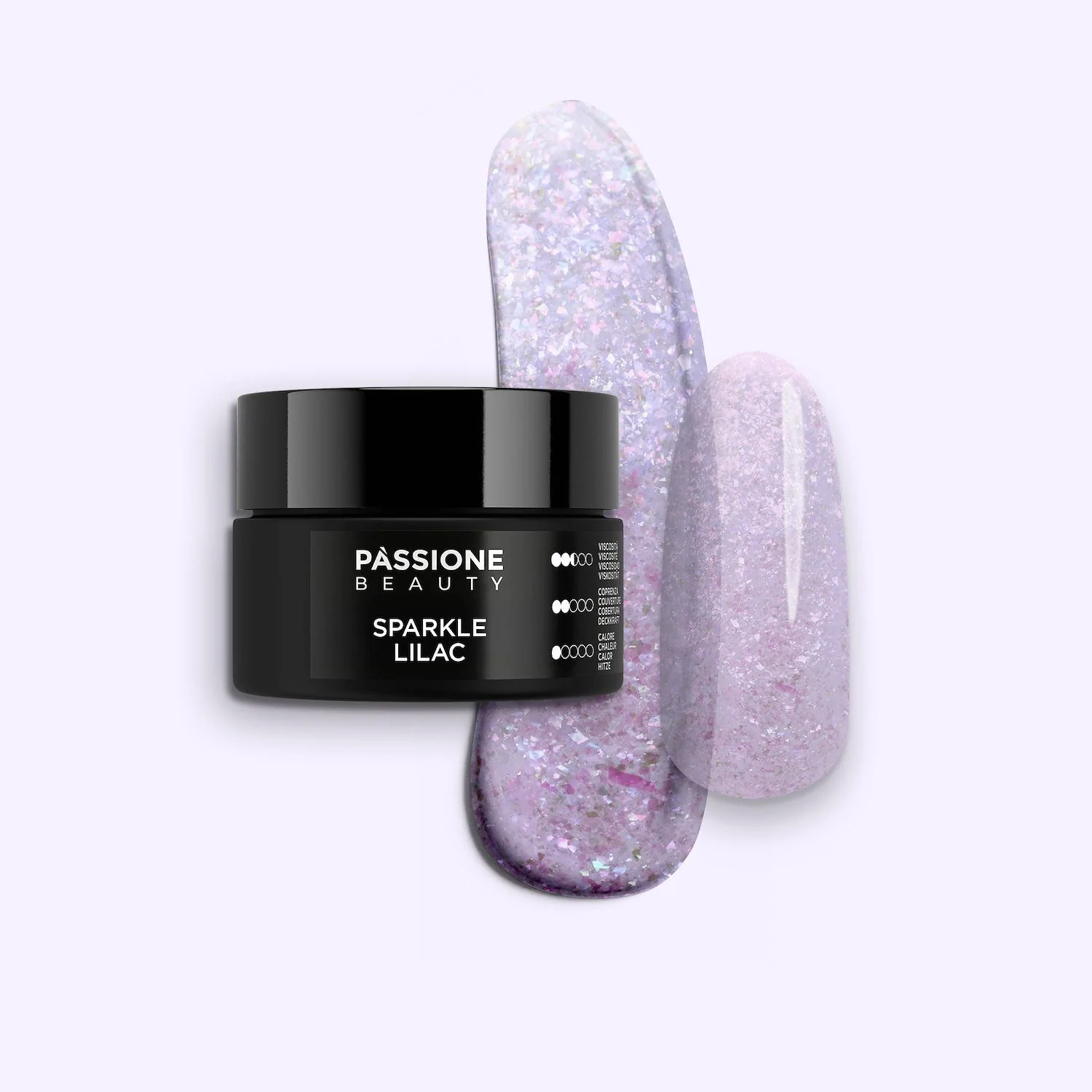 Sparkle Lilac 15 ml - Gel de construction auto-égalisant lilas avec glitter roses irisés