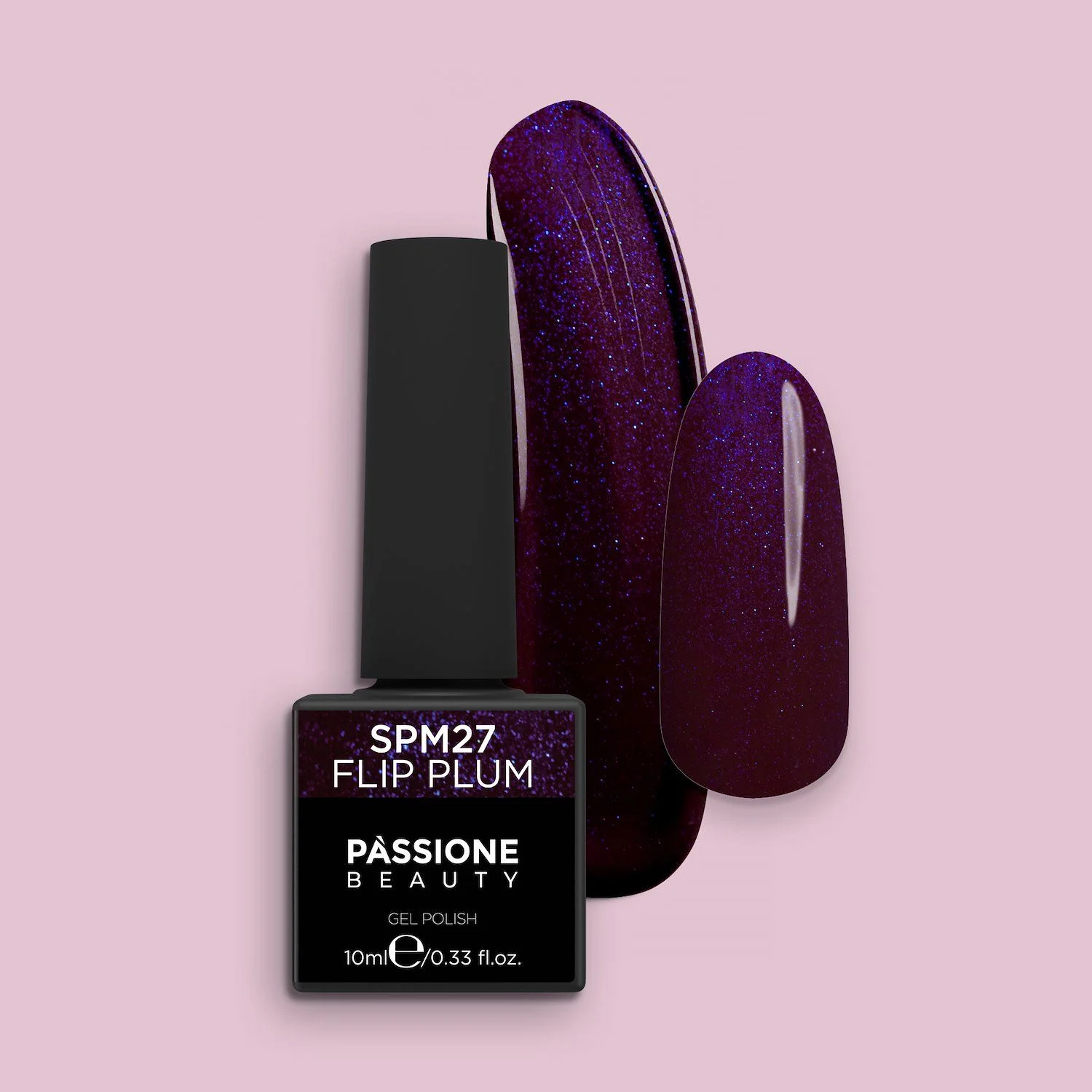 Gel Nail Polish GPM27 Flip Plum  - GPM27 Flip Plum gel polish, dark violet with blue pearl tones
