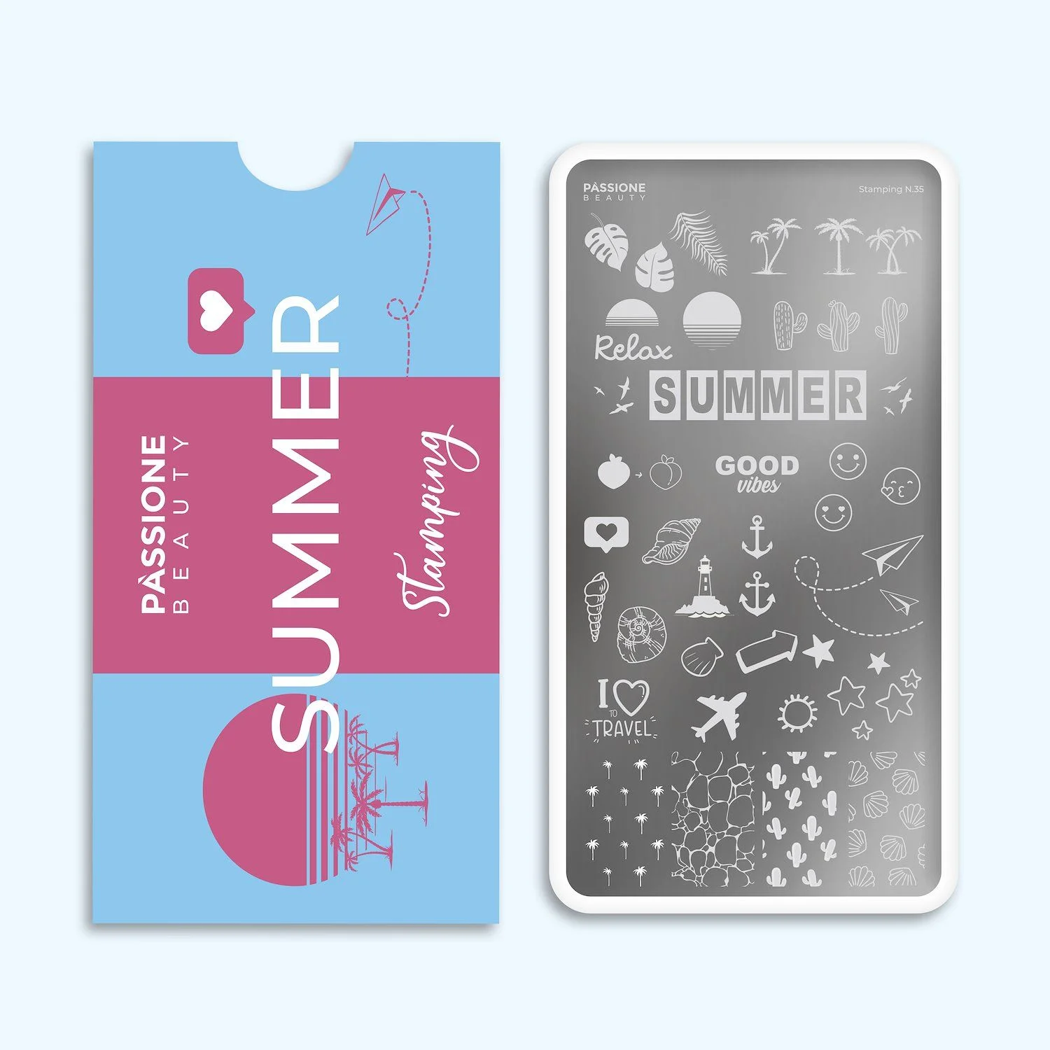 Summer - Stamping Plate - Stamping plate with summer nail decorations