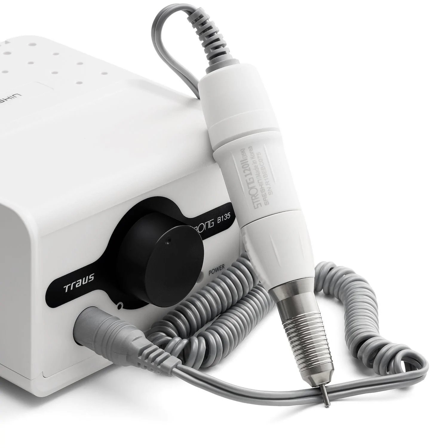 Torno Saeshin Strong B135 con mango 120II blanco - Torno profesional para uñas, para manicura y pedicura estética - detalle 2