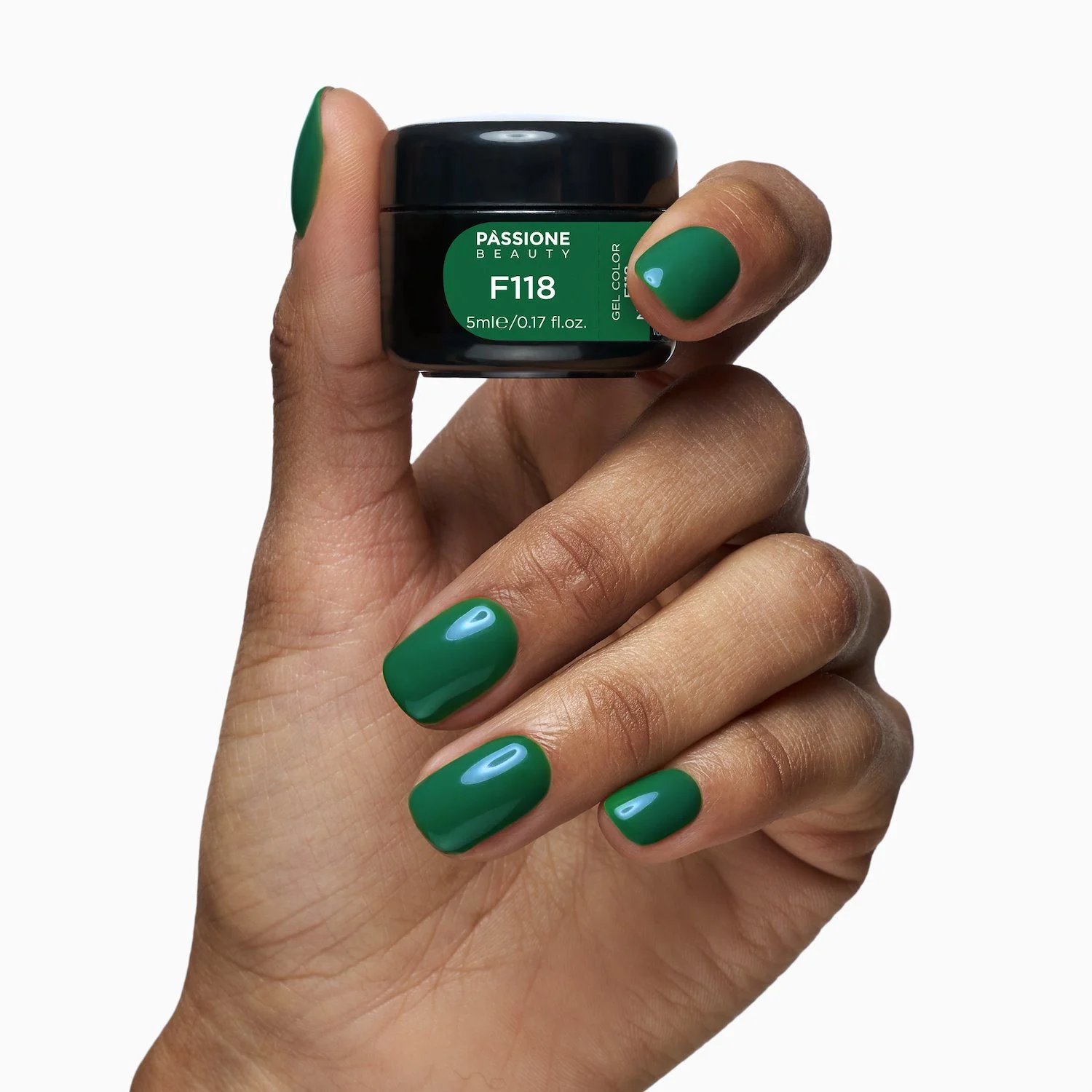 Gel color F118 Nirvana - Gel color verde botella oscuro autosellador - detalle 3