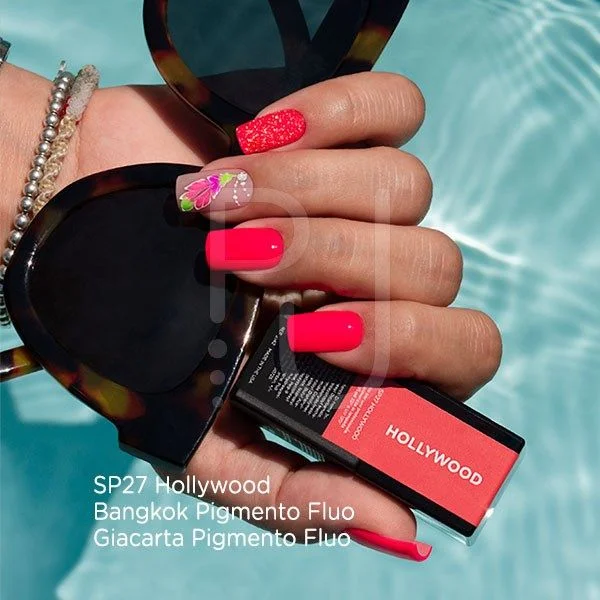 Giacarta Fluo Pigment - Neon green and coral nail art powder - detail 2