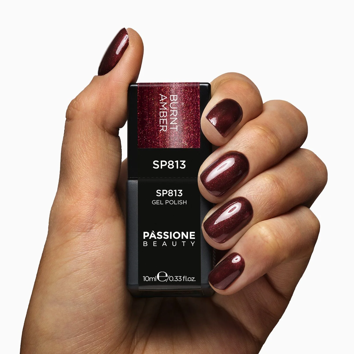 Vernis semi-permanent SP813 Burnt Amber - Vernis semi-permanent marron métallisé - détail 2