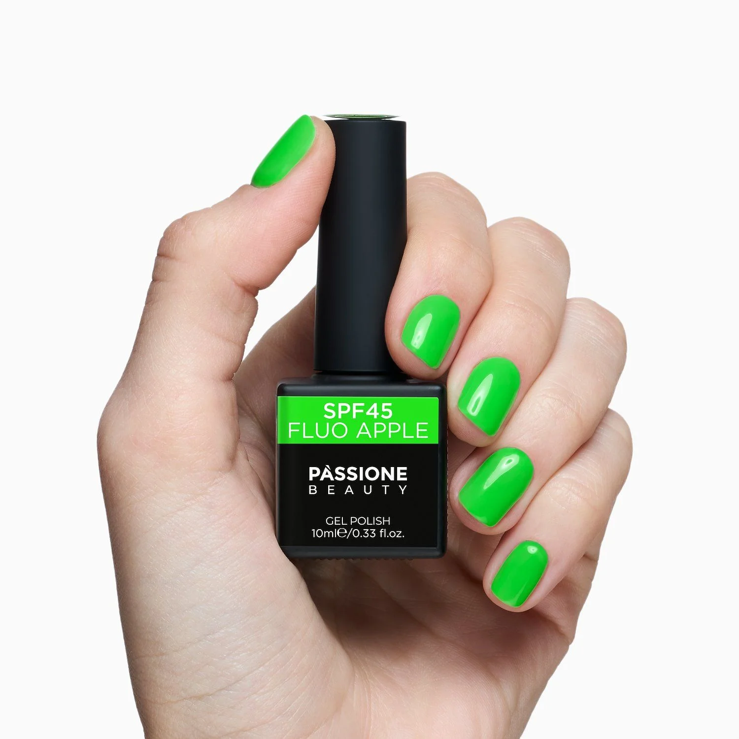 Gel Nail Polish GPF45 Fluo Apple  - GPF45 Fluo Apple gel polish, Neon Green - detail 1
