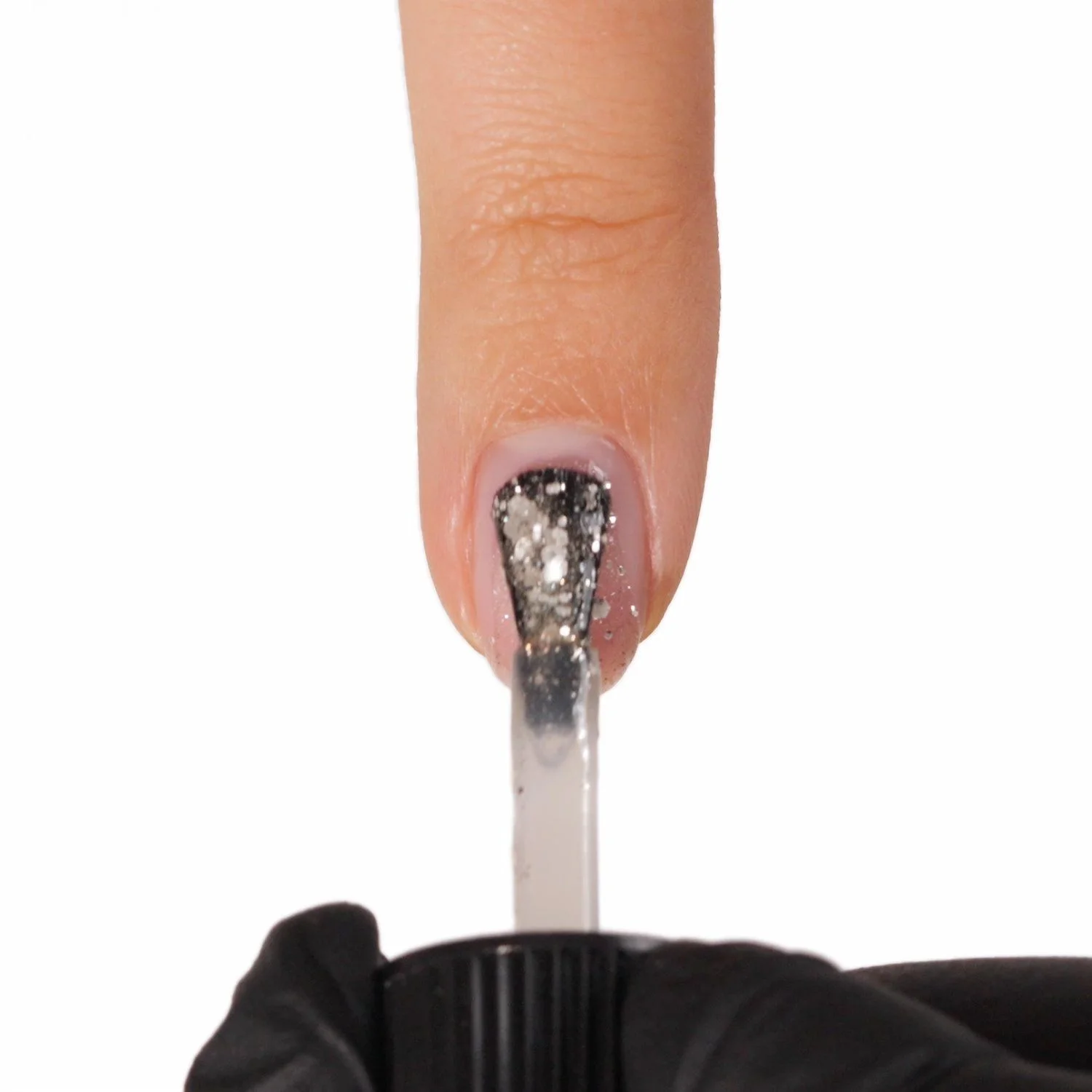 Application of Gel Nail Polish SP755 Glittering Ice