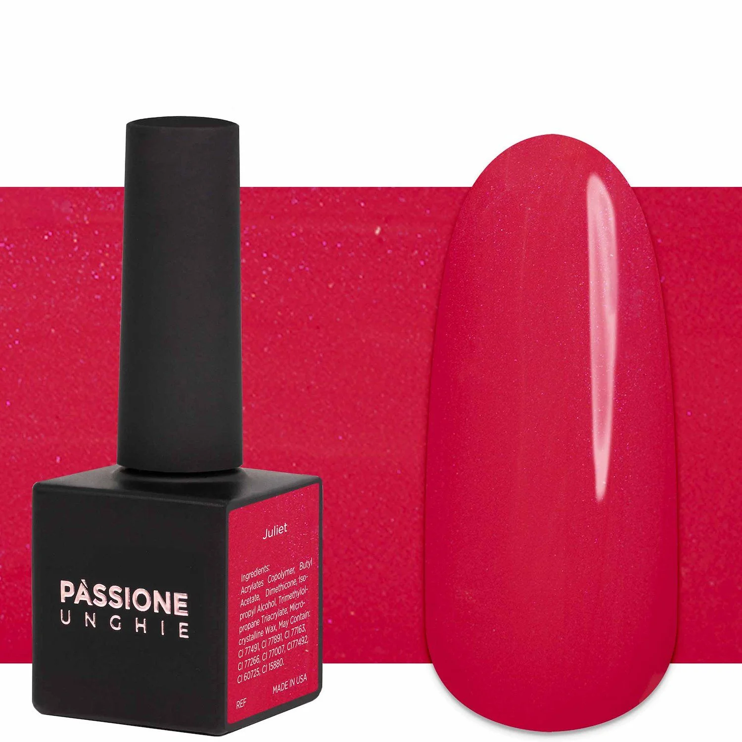 Gel Nail Polish GPF66 Juliet  - GPF66 Juliet gel polish, Strawberry red