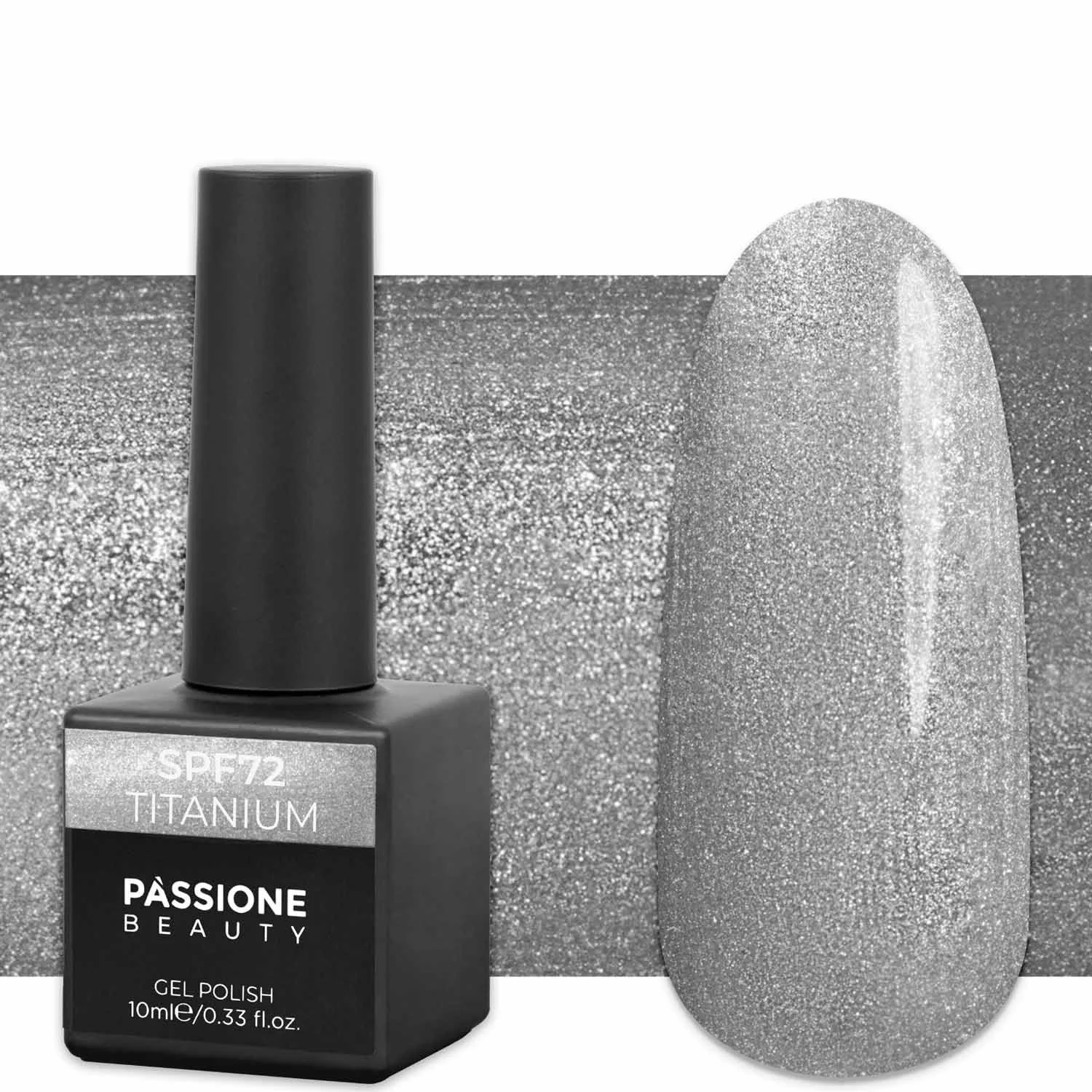 Gel Nail Polish GPF72 Titanium  - GPF72 Titanium gel polish, dark silver