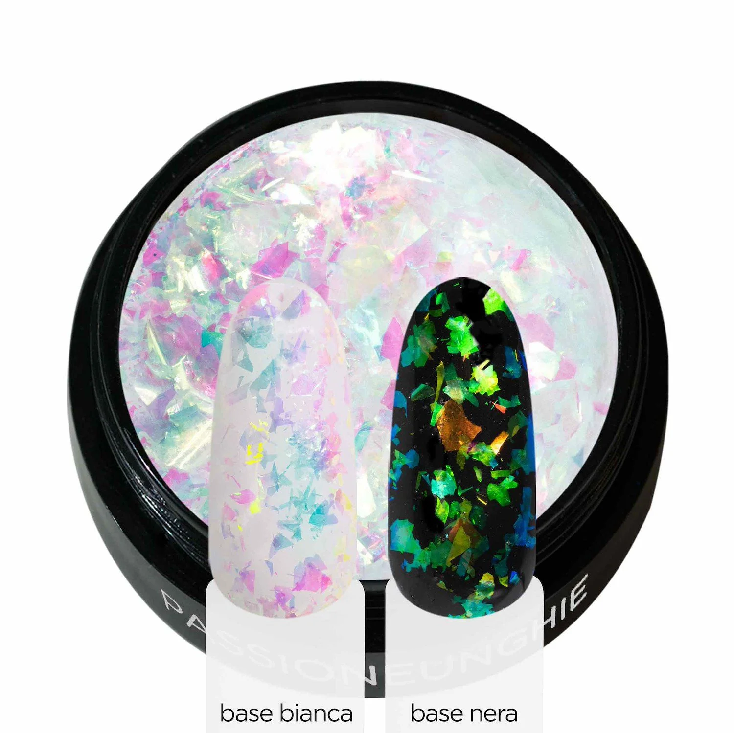 Green Holo Flakes - Paillettes en flocons pour nail art, vert holographique