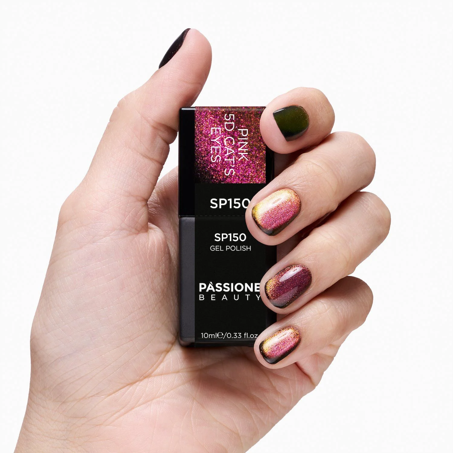 Gel Nail Polish SP150 Pink 5D Cat Eye - Coral Pink Gel Polish with Cat Eye Effect - detail 1