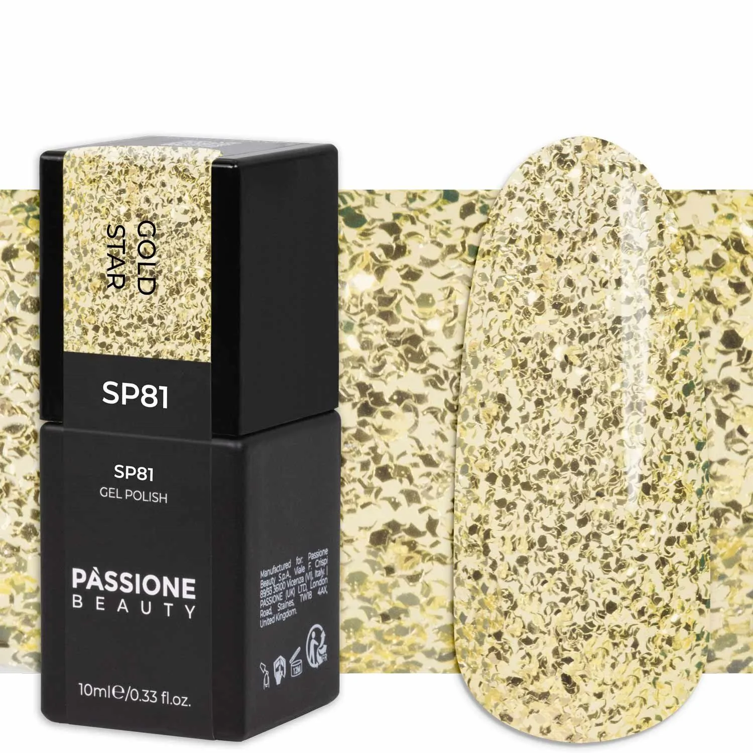 Gel Nail Polish GP81 Gold Star  - Gel Polish with golden glitter