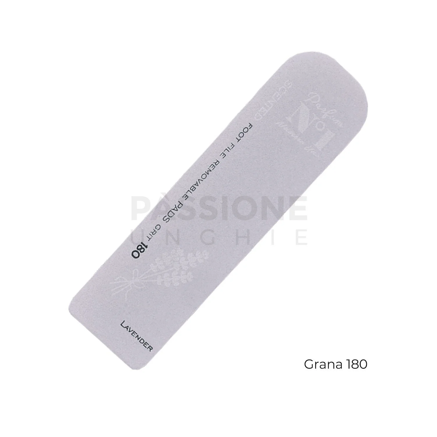 5 Recambios lima pedicura perfumada 180 - Lavanda - Confección de 5 limas adhesivas desechables, granulación 180, con aroma de Lavanda