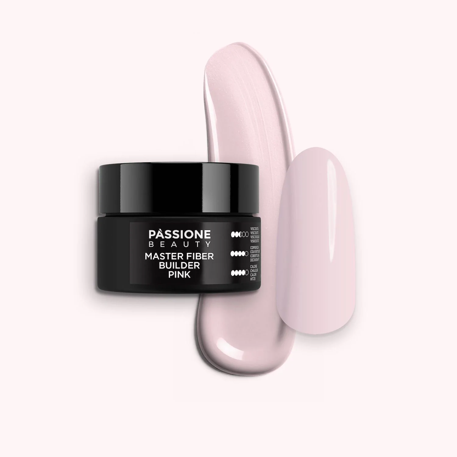 Master Fiber Builder Pink 15 ml - Self-Levelling Light Pink Builder Gel With Glass Fibres