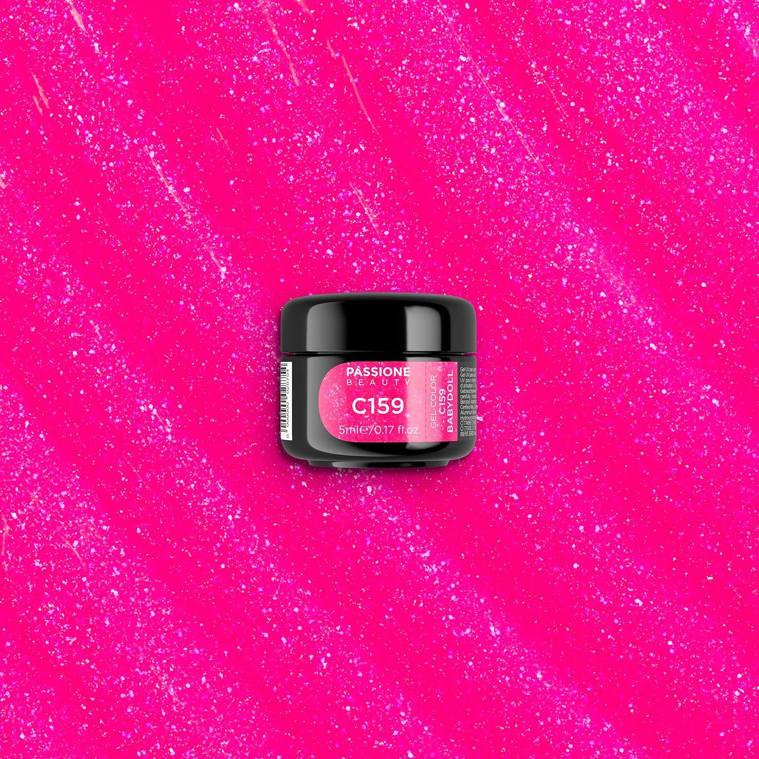 Gel Color C159 Babydoll - Gel color fucsia fluo con finissimi micro-glitter lilla e micro-flakes cangianti - dettaglio 2