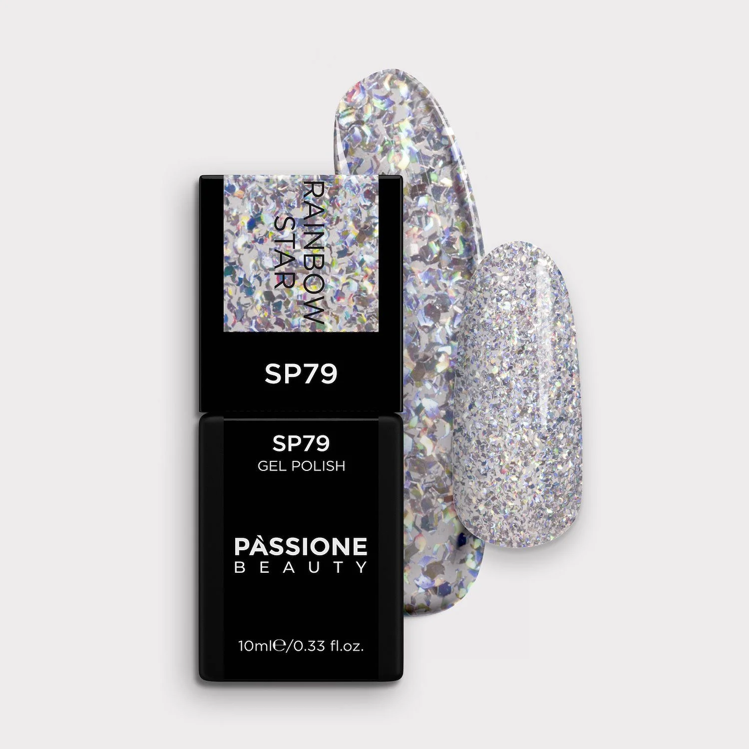 UV-Nagellack SP79 Rainbow Star - UV-Nagellack Transparent mit holografischen Silber-Flakes