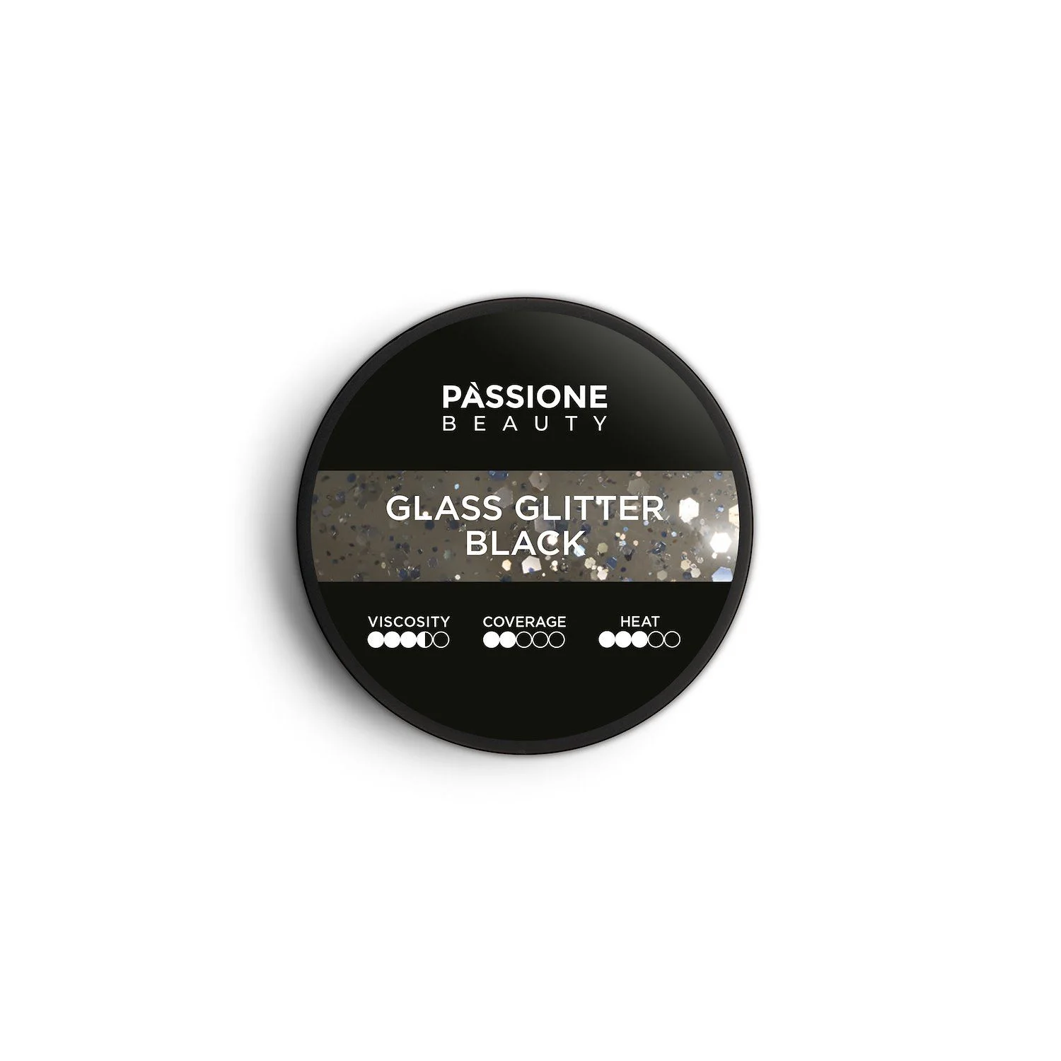 Glass Glitter Black 15 ml - Builder Gel selbstnivellierend schwarzer Glaseffekt mit silbernen Glitzer- und Paillettenteilchen - Detail 4