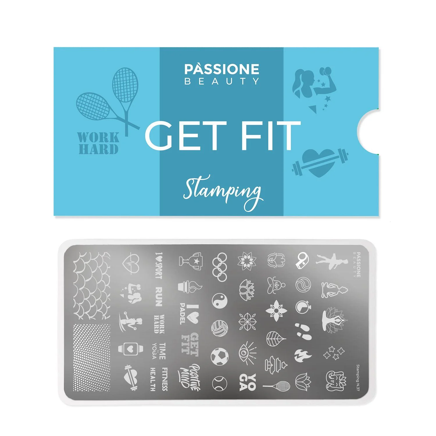 Get Fit - Plaque Stamping - Plaque Stamping pour ongles avec décorations sportives - détail 1