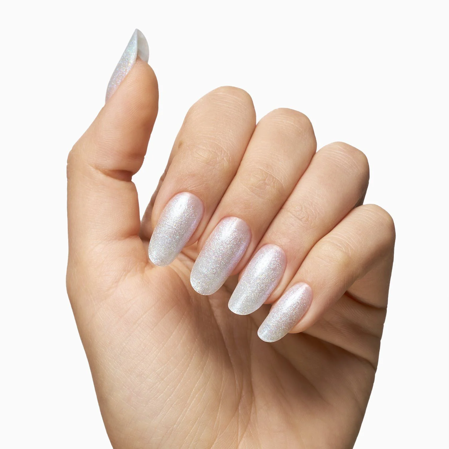 Crystal Shell Mermaid 15 ml - Gel de construction auto-égalisant blanc avec micro-paillettes bleues irisées très fines  - détail 3