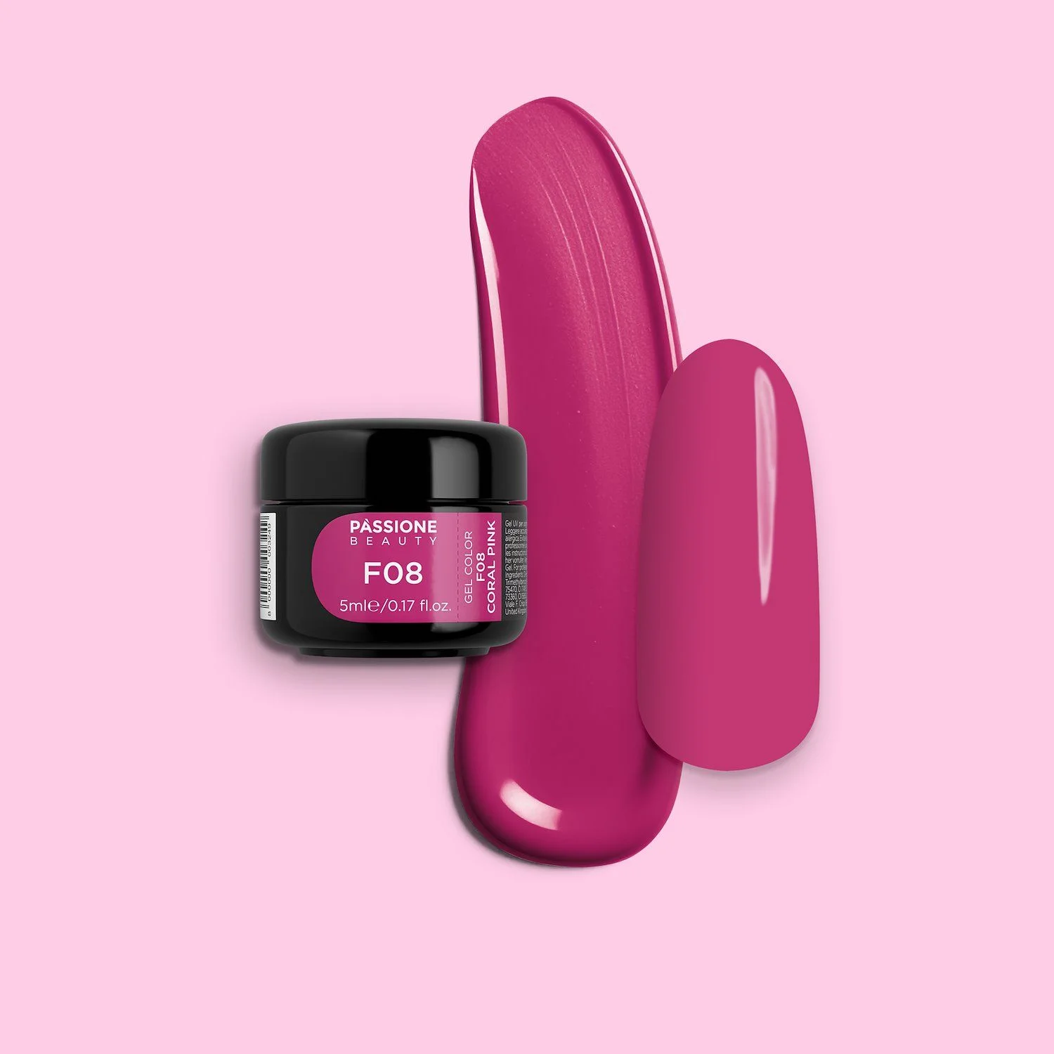 Gel Couleur F08 Coral Pink - Gel couleur auto-scellant rose corail audacieux
