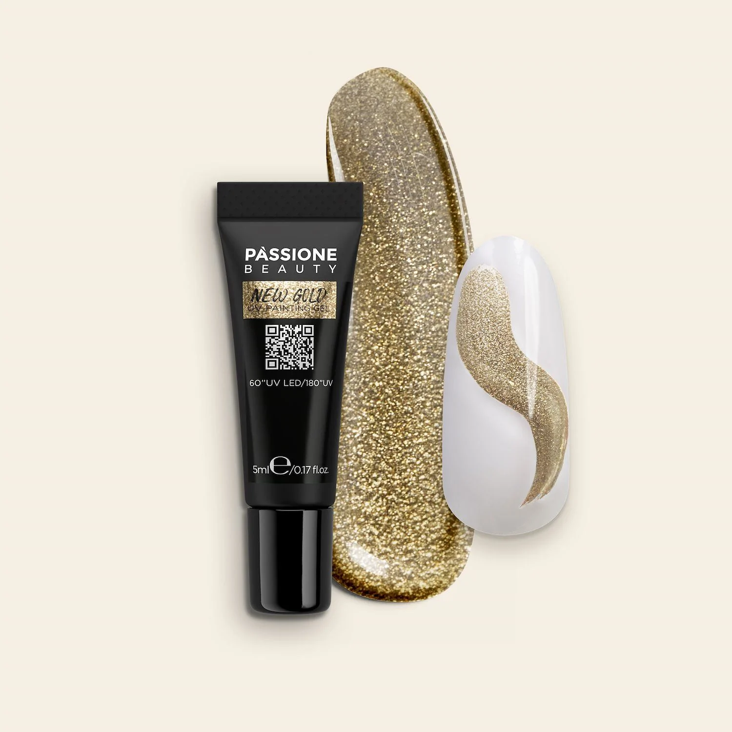 New Gold UV Painting Gel - New Gold UV painting gel Platin mit ultrafeinen goldenen Micro-Glitzer