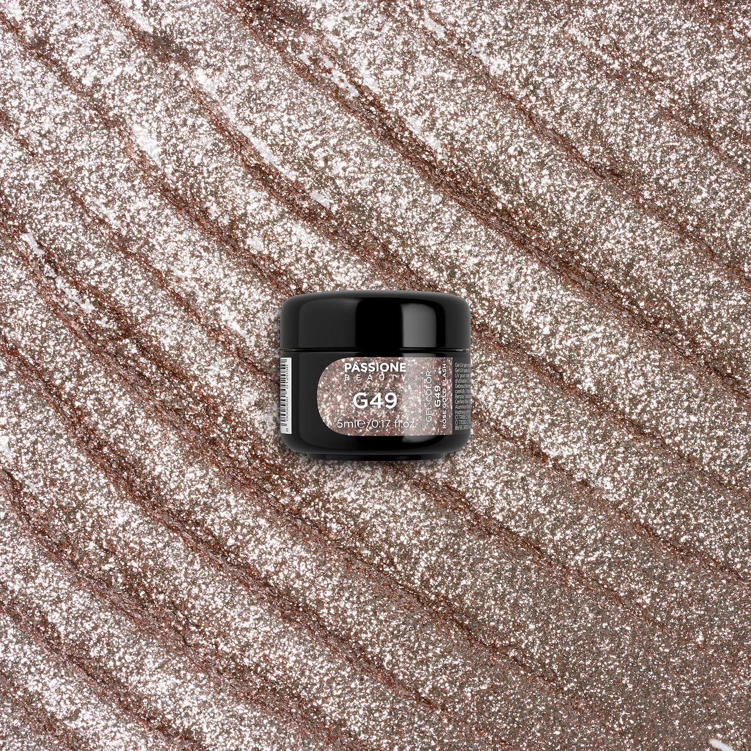 Gel Glitter G49 Rose Gold Flash - Gel couleur pailleté or rose - détail 2