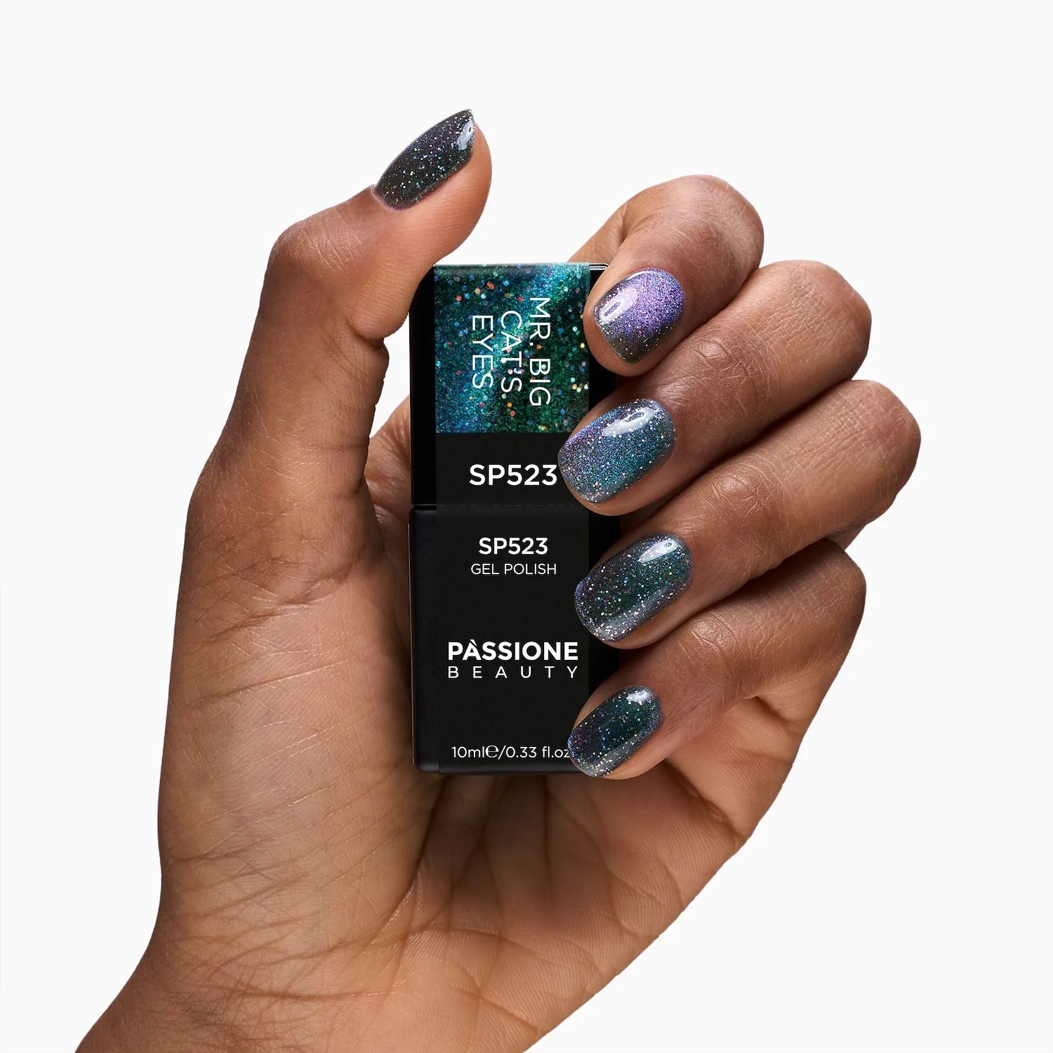 UV-Nagellack SP523 Mr Big Cat Eye - UV-Nagellack Grün mit Cat-Eye-Effekt - Detail 2